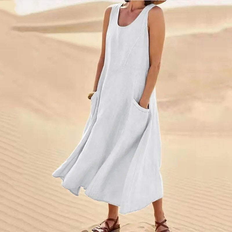 Women's Flowy Mini Beach Dress in White