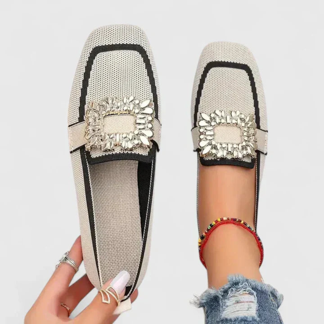 Women's Jeweled Loafer for Everyday Elegance in Beige