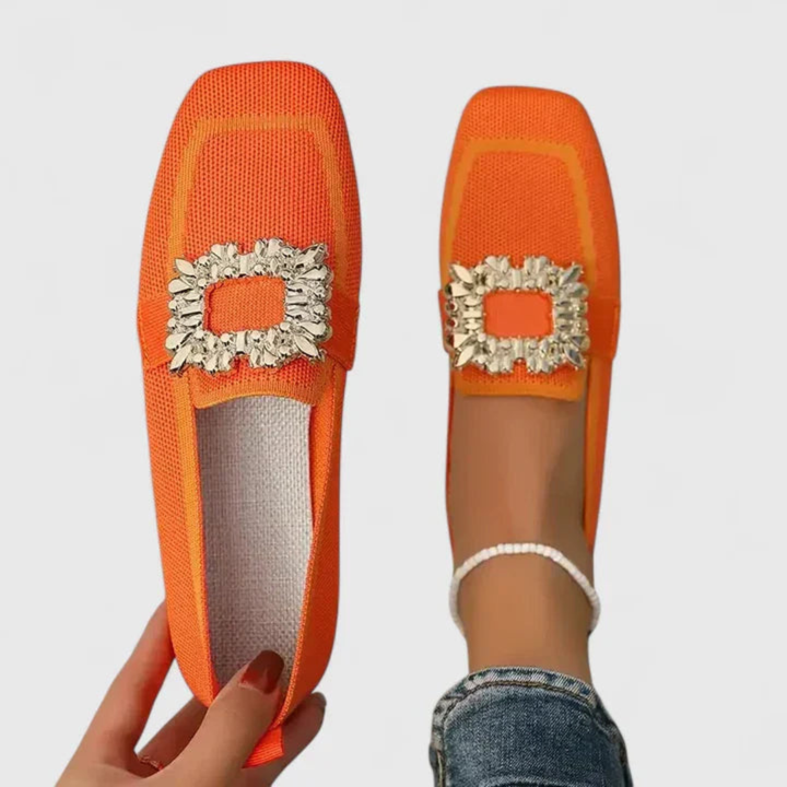 Women's Jeweled Loafer for Everyday Elegance in Orange