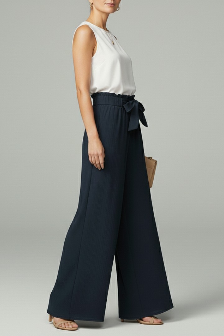 Women's Lightweight Wide Leg Trousers for Summer in Apricot