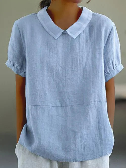 Women's Linen Blouse for Everyday Comfort in Blue
