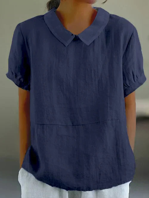 Women's Linen Blouse for Everyday Comfort in Dark blue