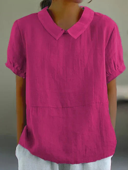Women's Linen Blouse for Everyday Comfort in Dark pink