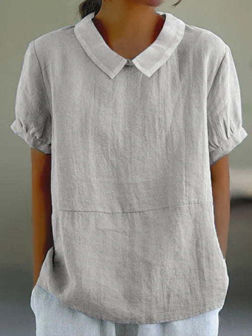 Women's Linen Blouse for Everyday Comfort in Light Grey