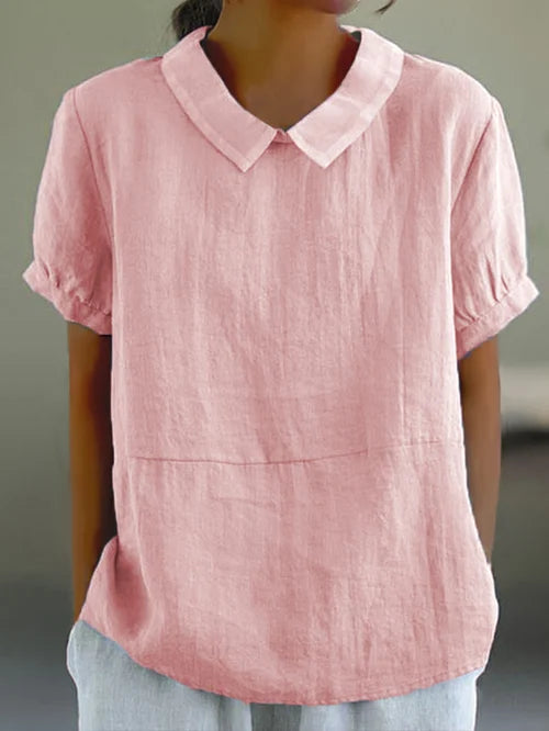 Women's Linen Blouse for Everyday Comfort in Pink