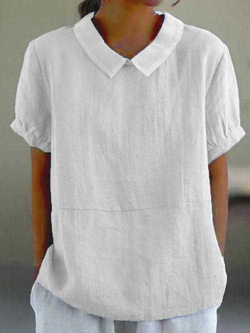 Women's Linen Blouse for Everyday Comfort in White