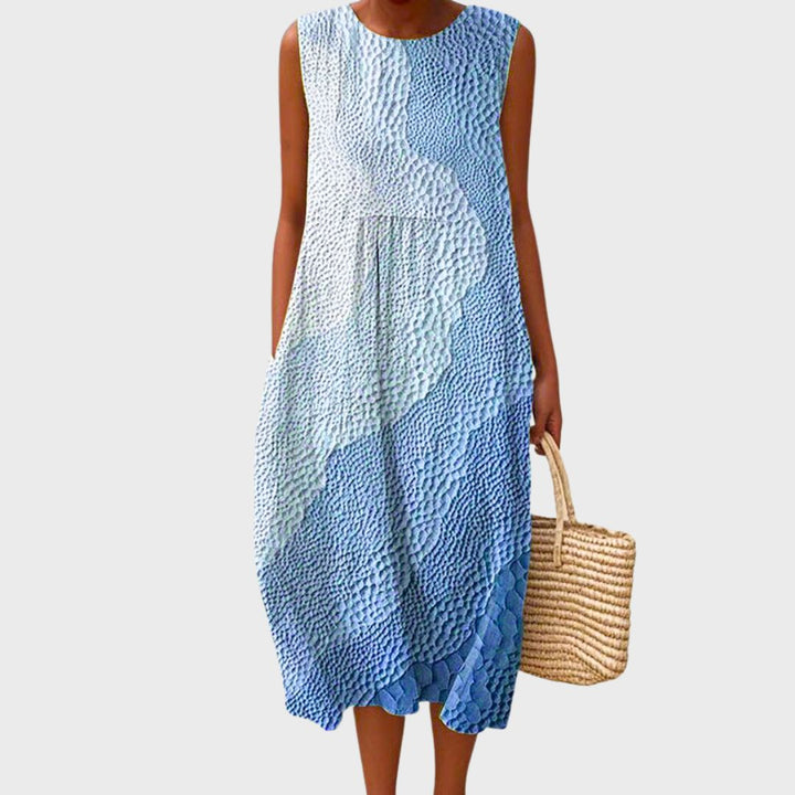 Women's Linen Midi Dress for Summer in Blau 1