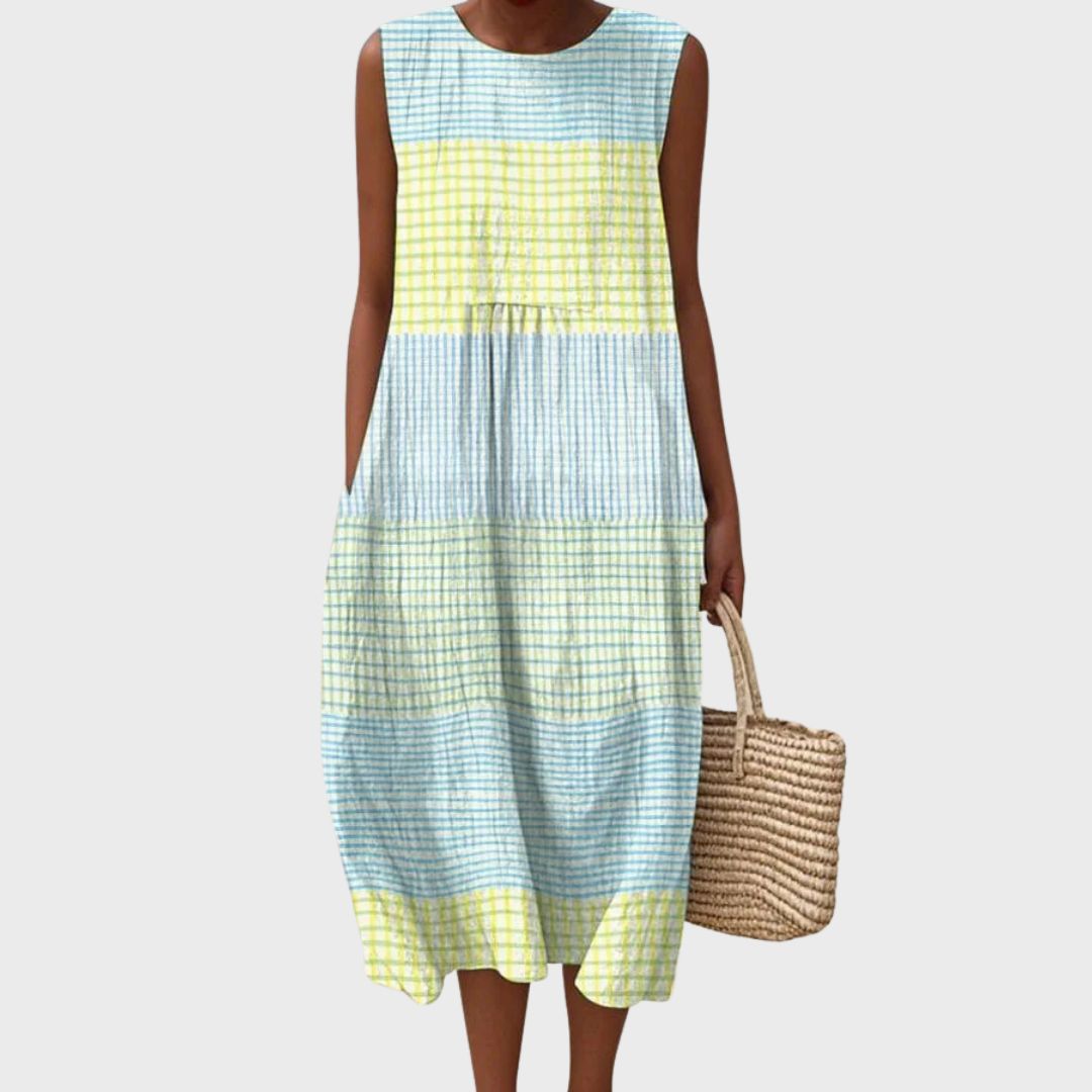 Women's Linen Midi Dress for Summer in Mehrfarben 1