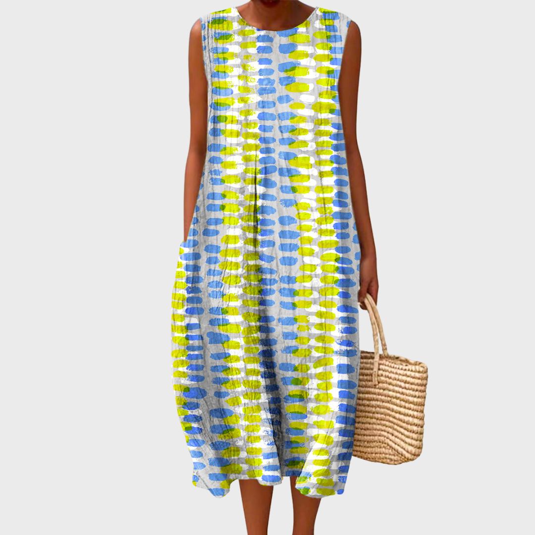 Women's Linen Midi Dress for Summer in Mehrfarben 2
