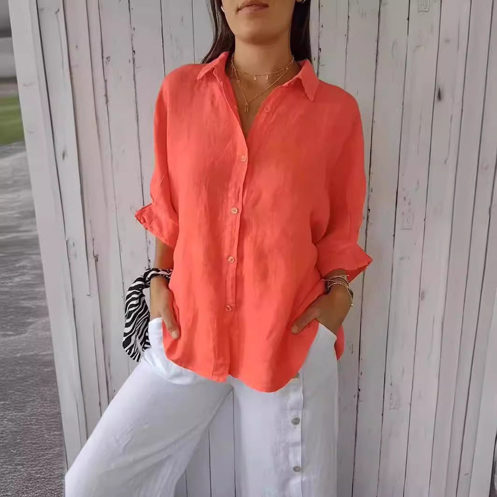 Women's Long Sleeve Top in Relaxed Linen (2)