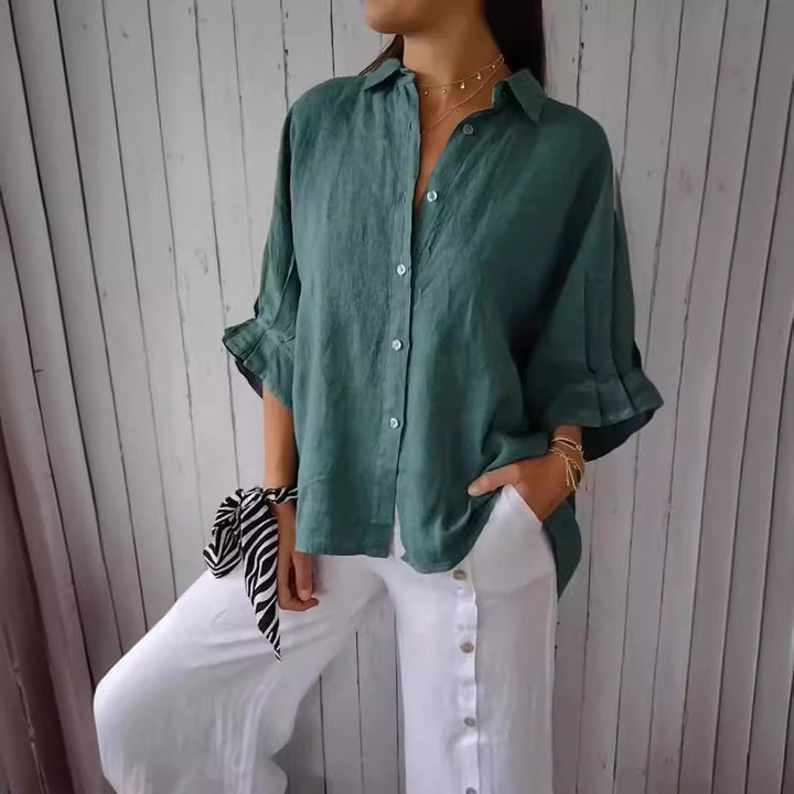 Women's Long Sleeve Top in Relaxed Linen (3)