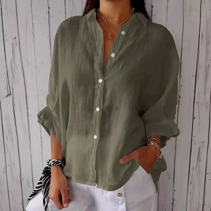 Women's Long Sleeve Top in Relaxed Linen (4)
