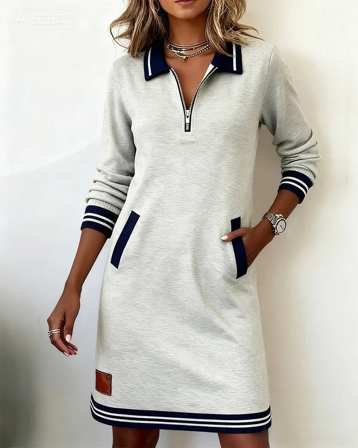 Women's Long-Sleeved Wedding Guest Dress for Fall in Grey
