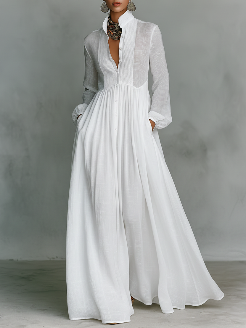 Women's Minimalist Maxi Wedding Guest Dress in White