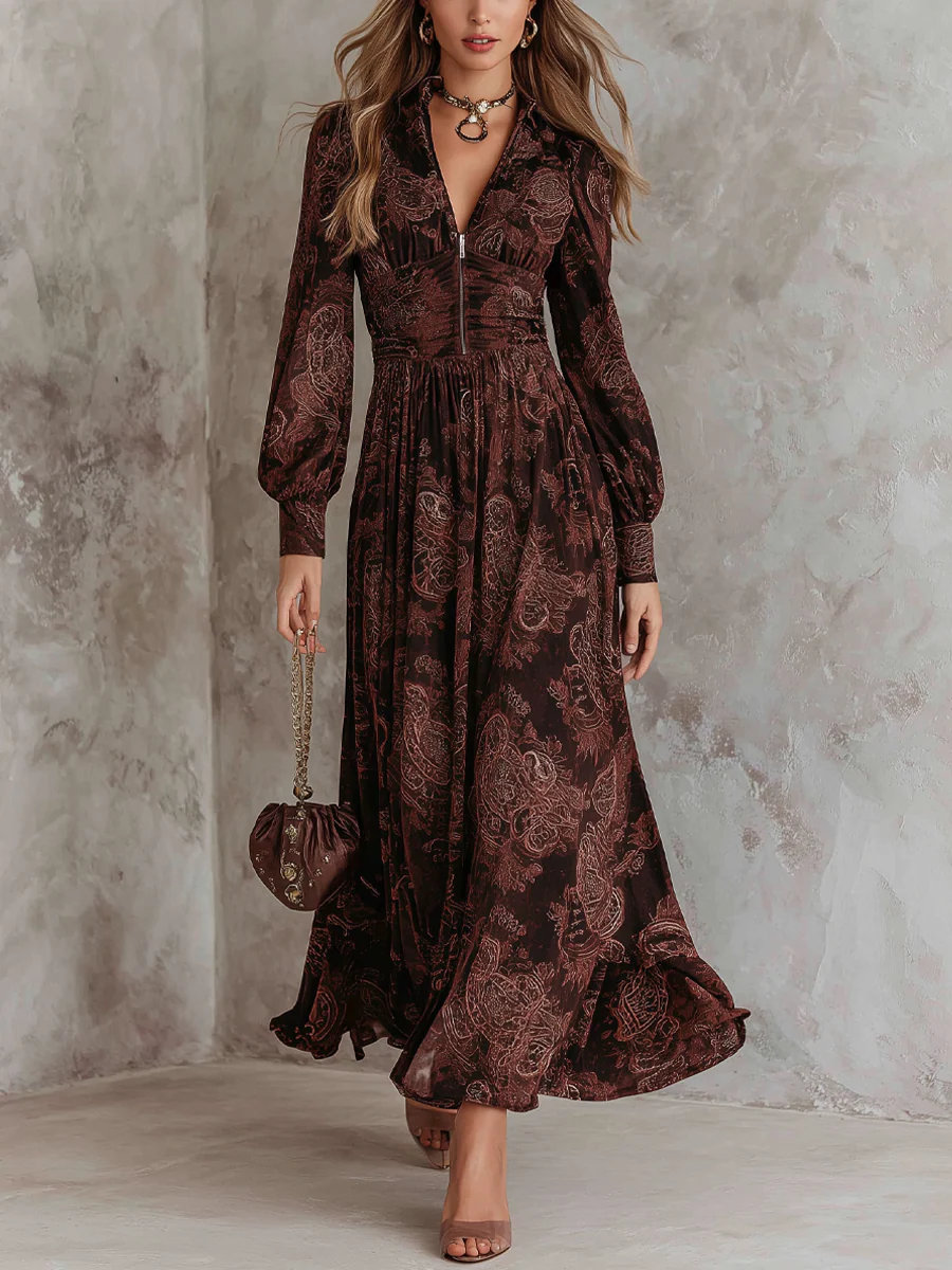 Women's Paisley Midi Dress for Fall Weddings
