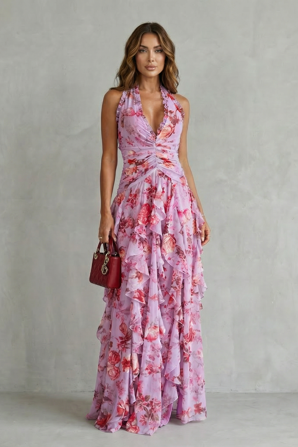Women's Romantic Floral Maxi Wedding Guest Dress (2)