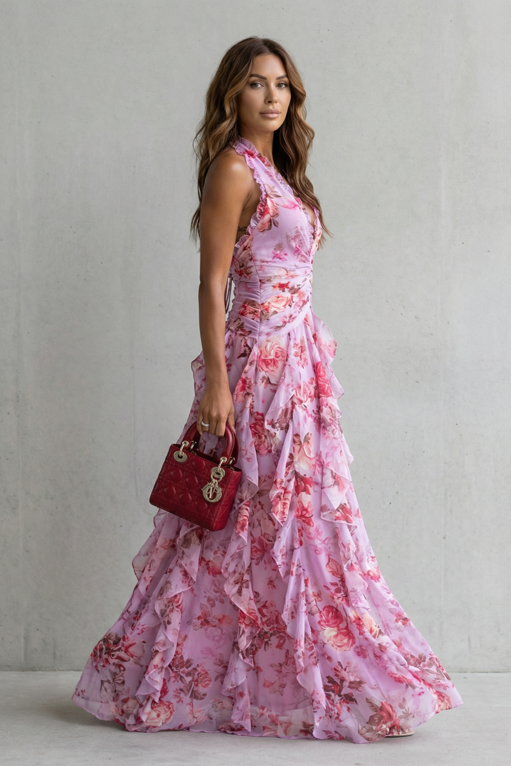Women's Romantic Floral Maxi Wedding Guest Dress (3)