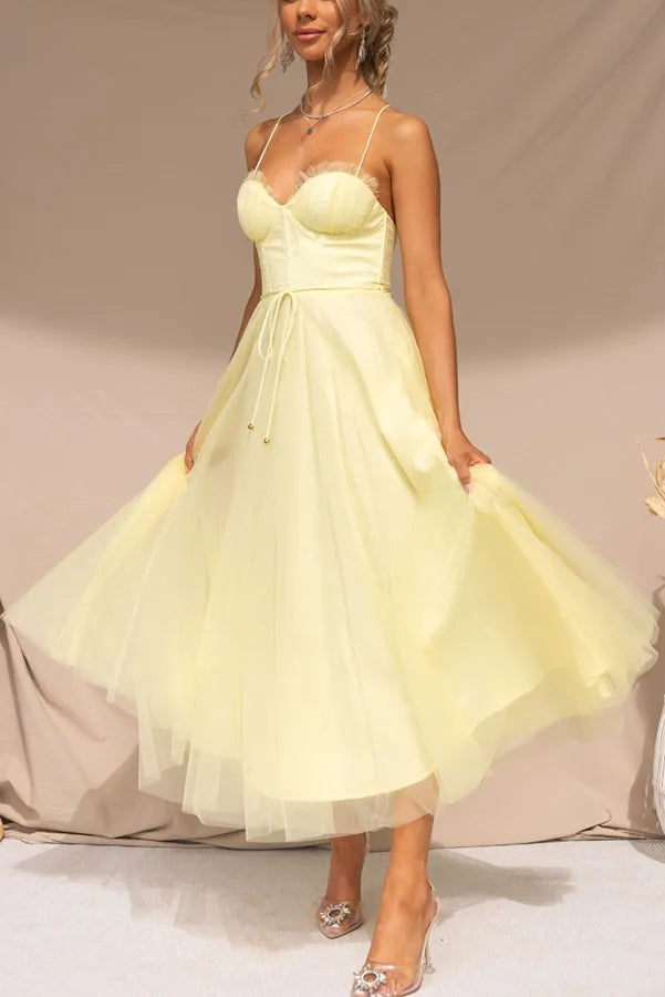 Women's Romantic Tulle Midi Wedding Guest Dress (2)