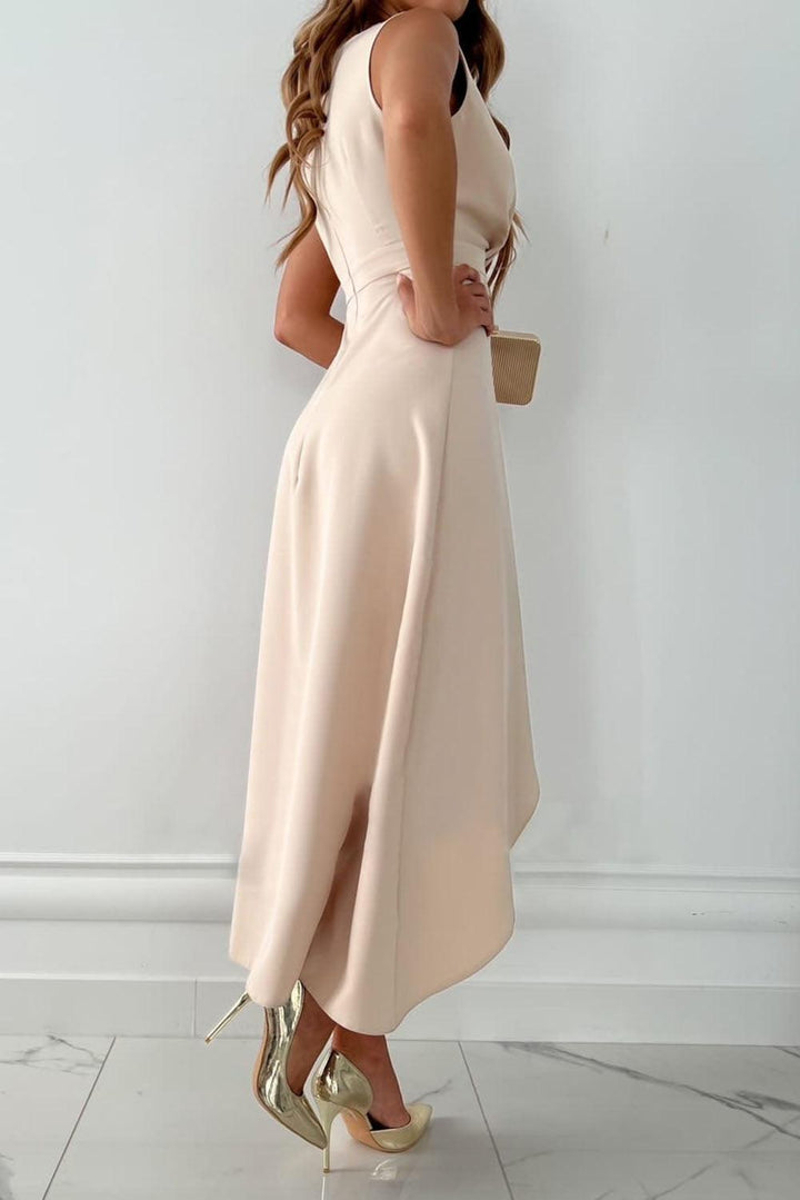 Women's Ruffle-Hem Wrap Midi Dress for Wedding Guests (3)