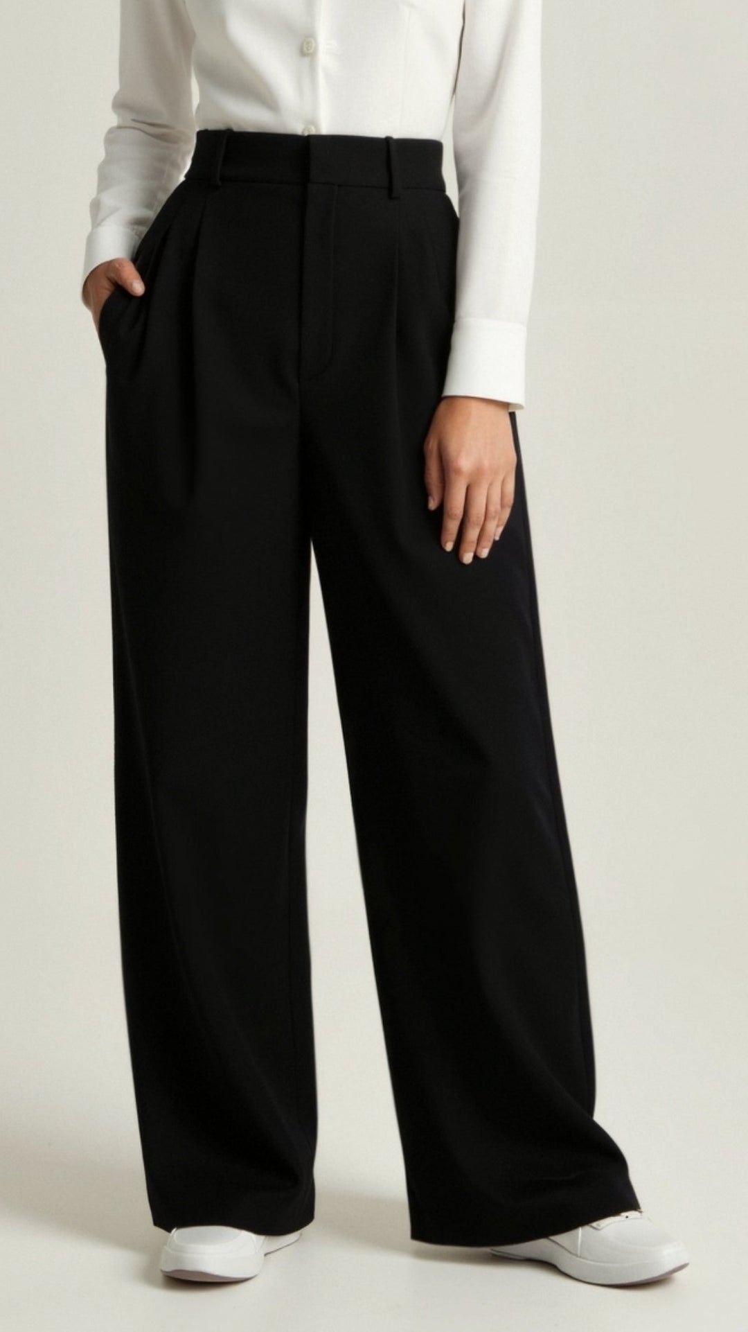 Women's Smart Wide Leg Trousers for Work in Dark Grey