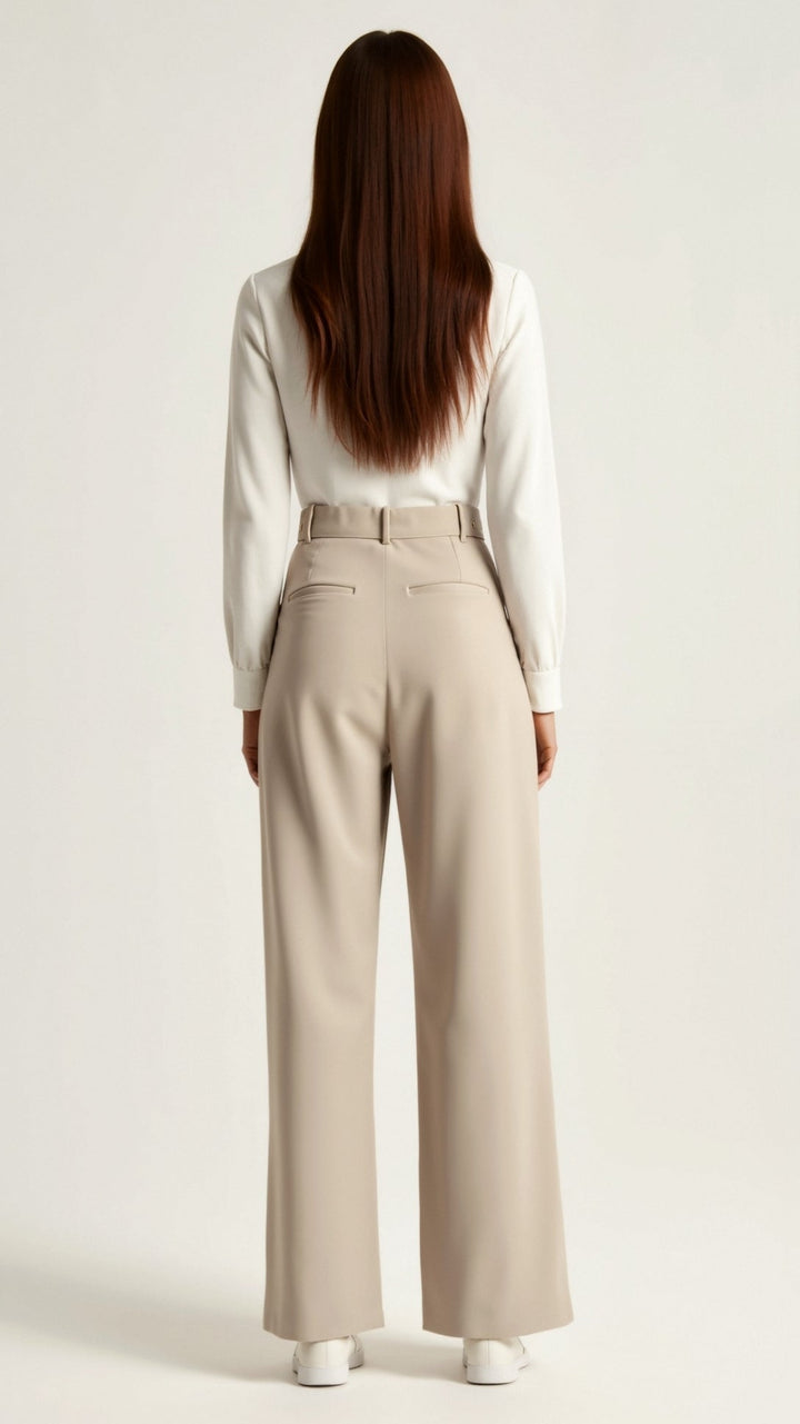 Women's Smart Wide Leg Trousers for Work in Pink