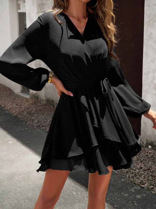 Women's Soft Linen Wedding Guest Dress in Black