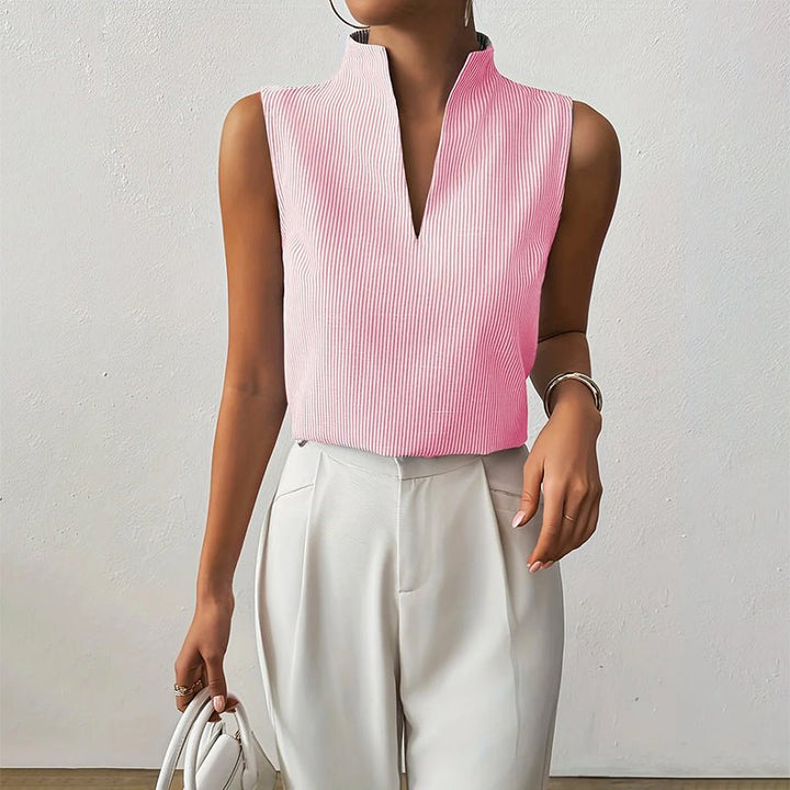 Women's Striped Cotton Blouse for Business in Pink