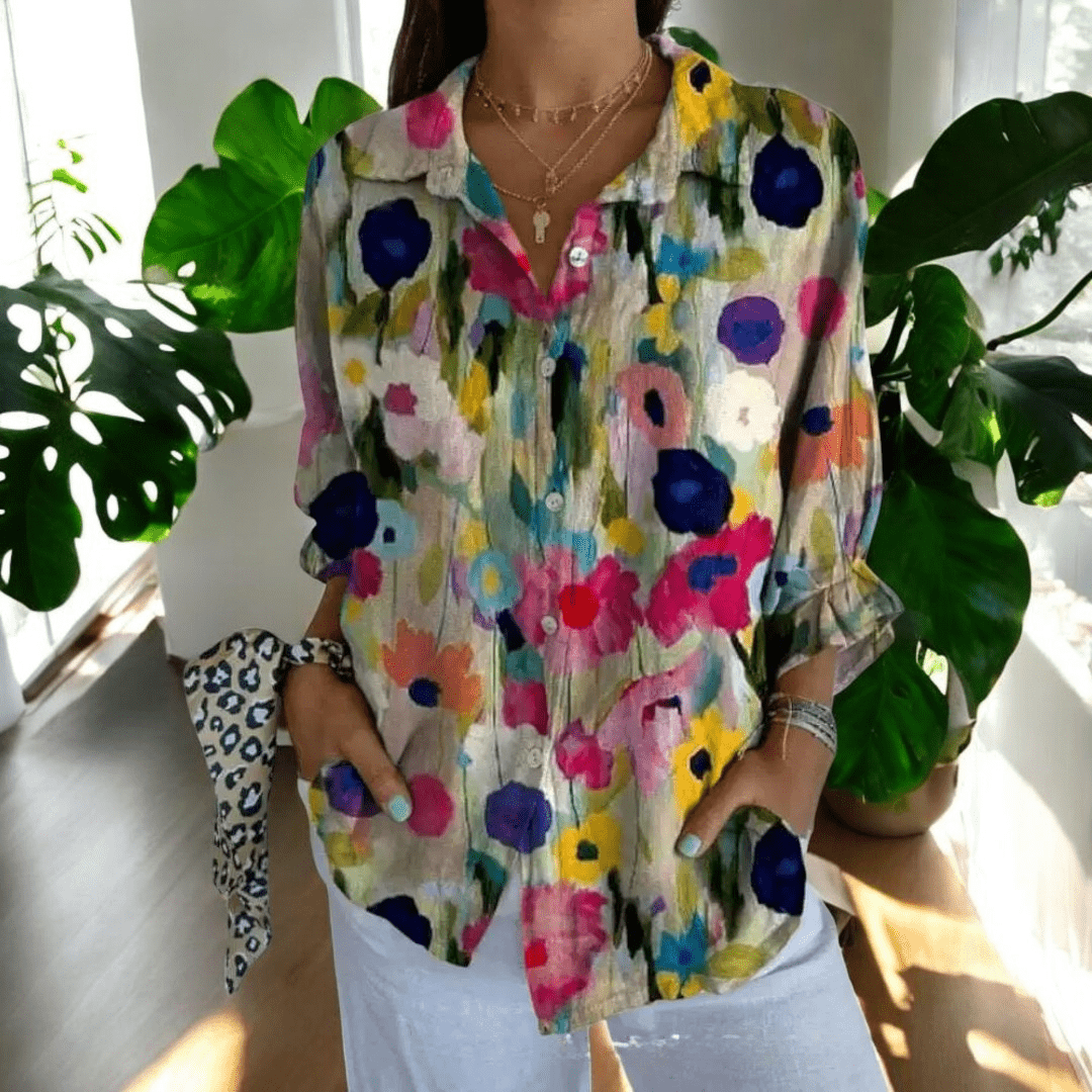 Women's Vintage Long Sleeve Top for Going Out in Canvas
