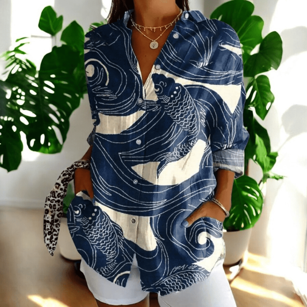 Women's Vintage Long Sleeve Top for Going Out in Carp