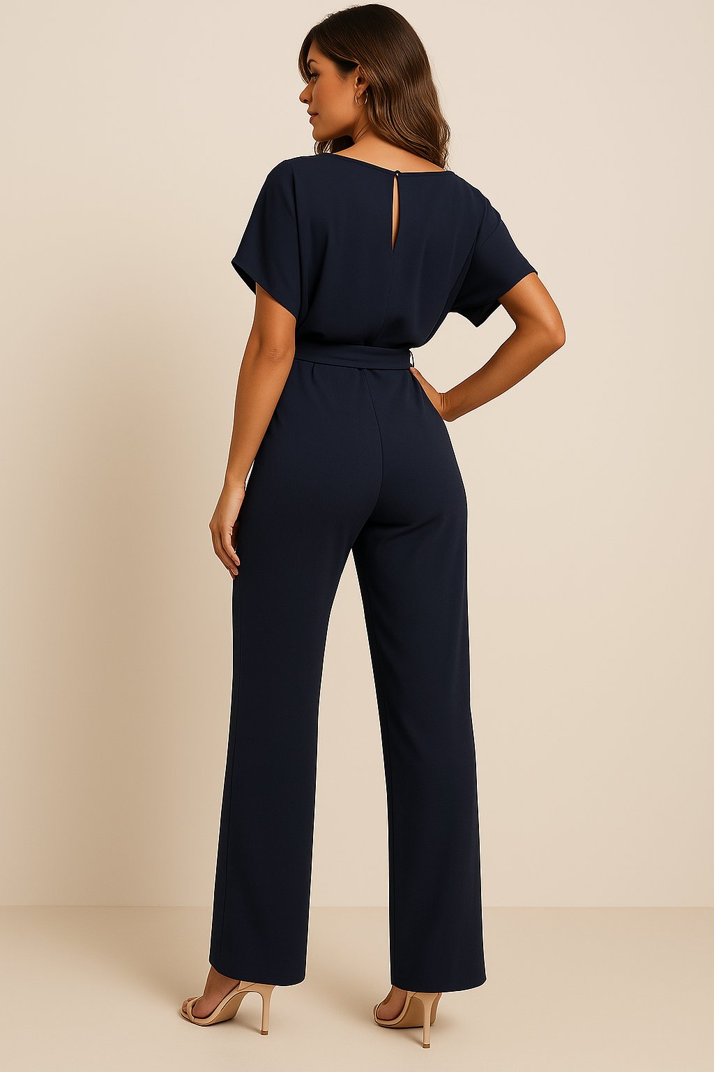 Women's Wide-Leg Jumpsuit with Adjustable Tie Waist (10)
