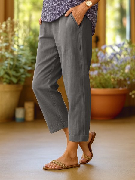 Women's Wide Leg Trousers for Everyday in Grey